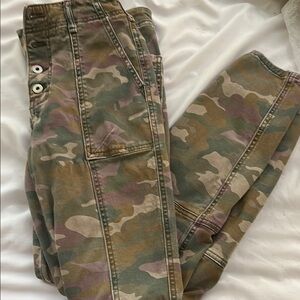 Anthropologie Camouflage Cargo Pants - Green, Brown, Pink